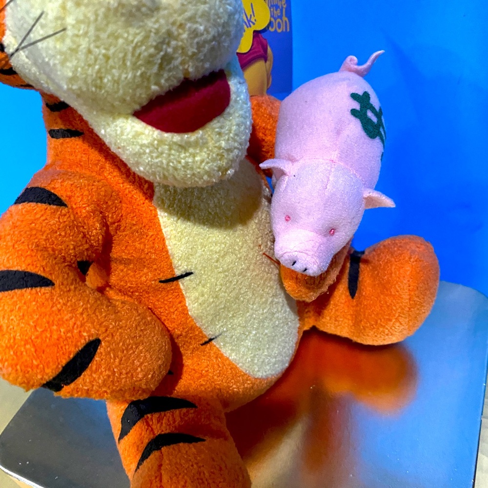 DISNEY NWT WINNIE THE POOH TIGGER PLUSH COIN PIGGY BANK w/STOPPER APPLAUSE 10” - Picture 12 of 16
